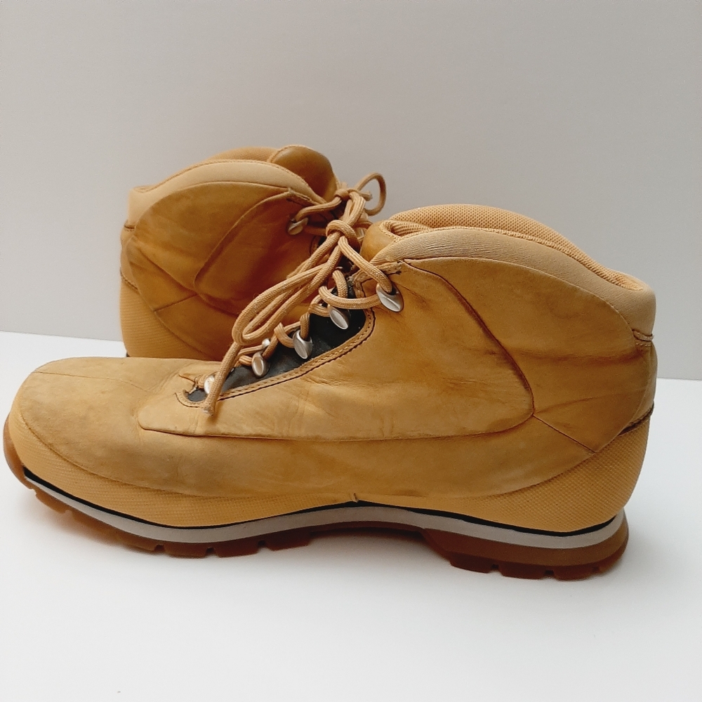 TIMBERLAND Light Brown / Tan Leather Combo Lace-Up Comfy Boots Men's Sz 11.5 - Picture 12 of 16